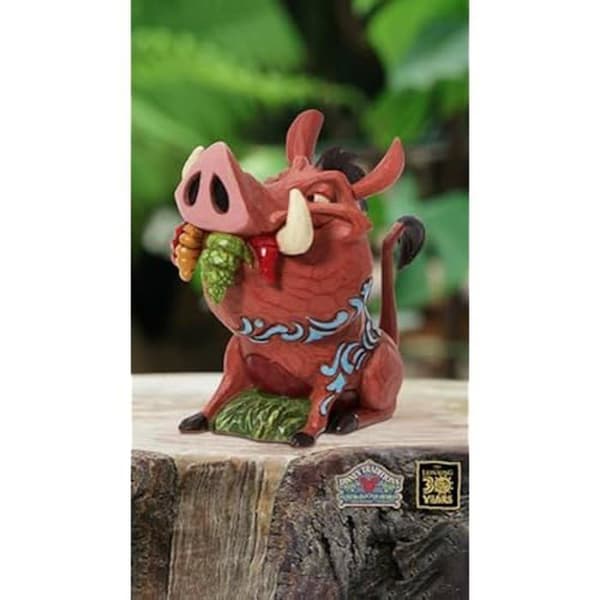 Figurine Disney Traditions - Pumba Le Roi Lion från ENESCO - Mini-figur i brunt för inomhusbruk