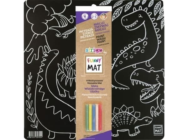 FARGEBOK FUNNY MAT SVART 40x40 dinosaurer + GRATIS fargestifter