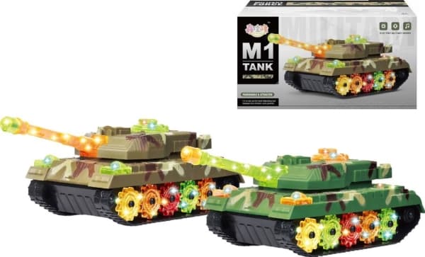 Battery-powered tank with light and sound