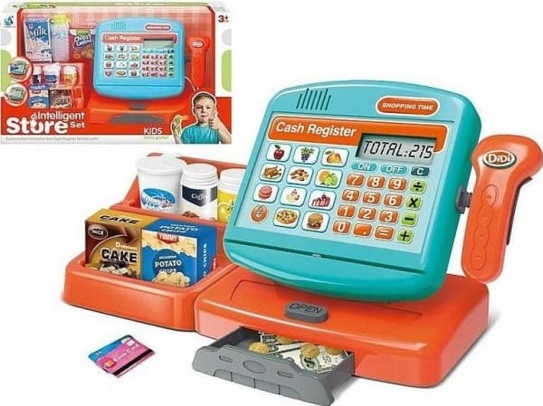 Kassaapparat med scanner och shopping 578876