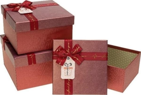 Presentförpackning med rosett 3st röd ROZETTE