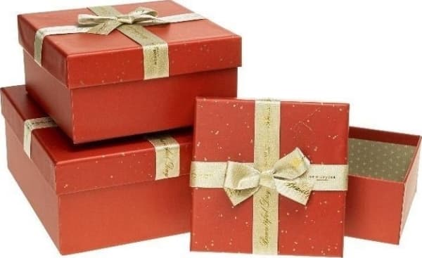 Presentförpackning med rosett 3st röd ROZETTE