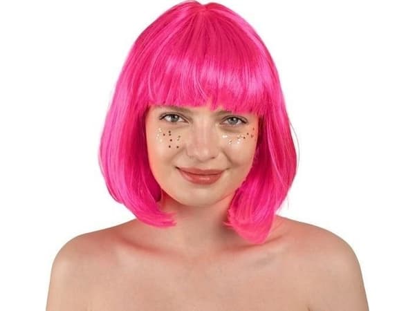 Cleopatra parykk neon rosa