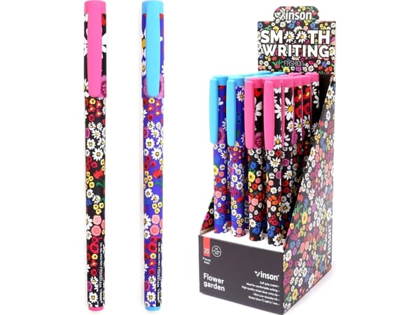 Fashion Flower ballpoint pen with stopper blue (20pcs)
