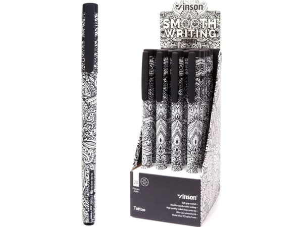 Fashion Tattoo ballpoint pen with stopper, blue (20pcs)