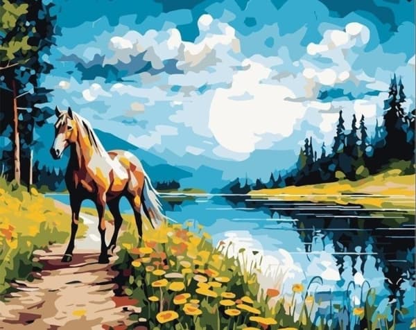 Maleri etter tall 40x50 Hest