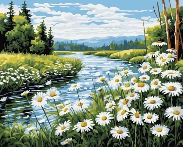 Maalaus numeroiden mukaan 40x50 joki EDUKAMP Joki