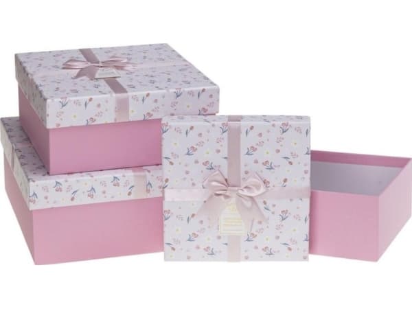 Presentförpackning med rosett 3 st rosa ROZETTE EDUKAMP