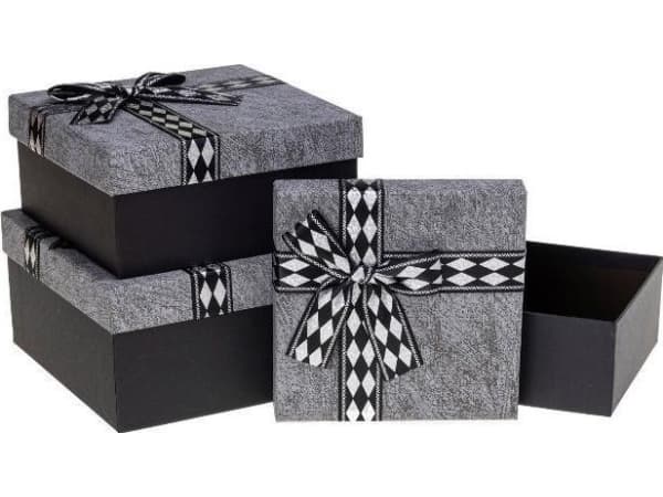 Presentförpackning med rosett 3 st grå ROZETTE EDUKAMP