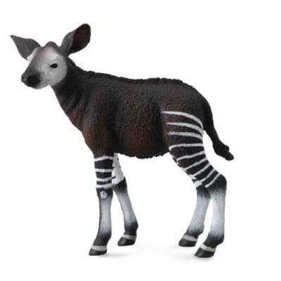 Handmålad Okapi Baby Figurine - Plast - Grå - Blandad - 7x3x7,2cm
