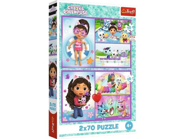 Trefl Puzzle Gabin kissatalo - Leiki Gabin kanssa 2x70 elementtiä (34438)