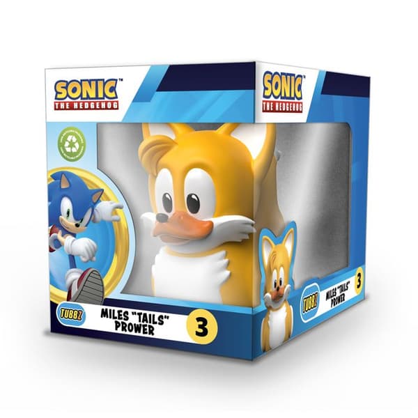Gummifigur av Anka - TUBBZ - TUBBZ Boxed Edition Tails - Gul - 9 cm - Officiell Sonic Produkt