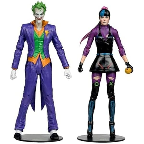 Actionfigurer - MCFARLANE - DC Multiverse The Joker &amp; Punchline - 17,8 cm - Set med 2 - Flerfärgad