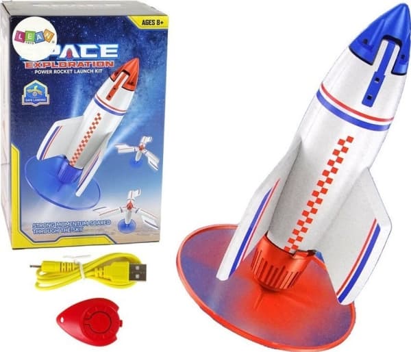 LeanToys Rocket Launcher Flying Charger Hvit 21 cm
