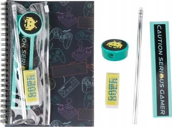 Spiral notebook with a set of school supplies Gamer MP