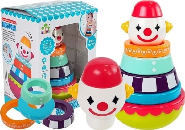 LeanToys Educational Pyramid Wanka Rise Up Klovnemønstre Farger Lyd LEAN Leker