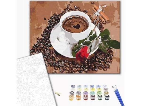 Idé Maleri etter tall BRUSHME, 40x50 cm, kaffe med litt romantikk, 1 stk.