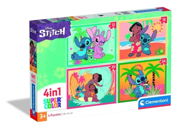 Clementoni Puzzle SuperColor 4in1 Disney Stitch - 72 deler totalt (21745)