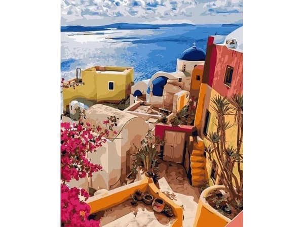maleri av tall santorini øy 3