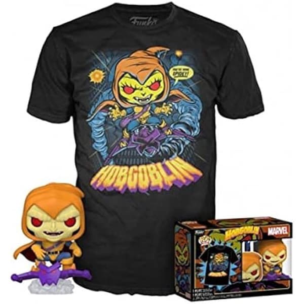T-shirt och Figurine - Funko - Spider-Man Hobgoblin - Lyser i Mörker - XL - Marvel