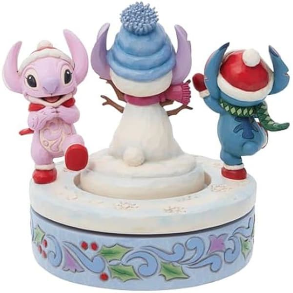 Figur - ENESCO - Stitch &amp; Angel Snögubbe Rotator 6In - Vit - Inomhus - Barn