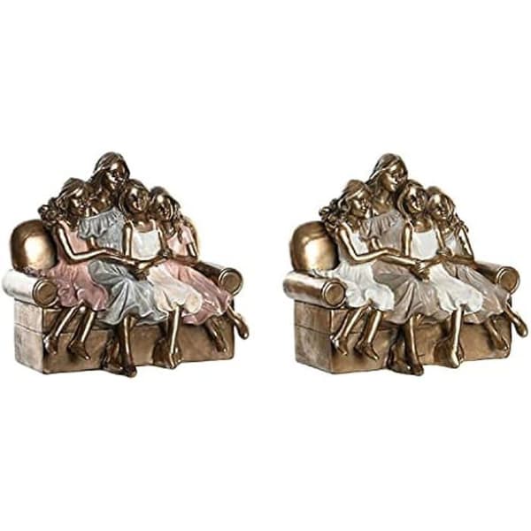 Dekorativ statyett - DKD HEMDEKOR - Standard - Rosa, guld och vitt - Harts - 17x10,5x15,5 cm
