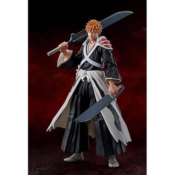 Figurine - TAMASHII NATIONS - Ichigo Kurosaki - Dubbel Zangetsu - 3 Par par händer - 4 Ansiktsdelar