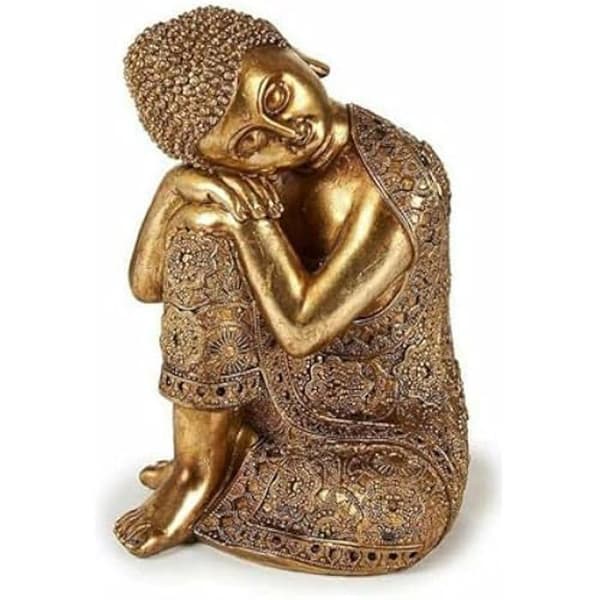 Dekorativ statyett - GÅVADEKOR - Golden Sitting Buddha - 20 x 30 x 20 cm - 4 enheter - Flerfärgad
