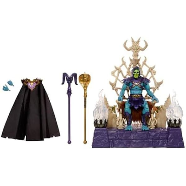 Masters of the Universe Masterverse lekset med Skeletor Action Figure och Throne, Light-Up Ljushållare, Huva och Cape