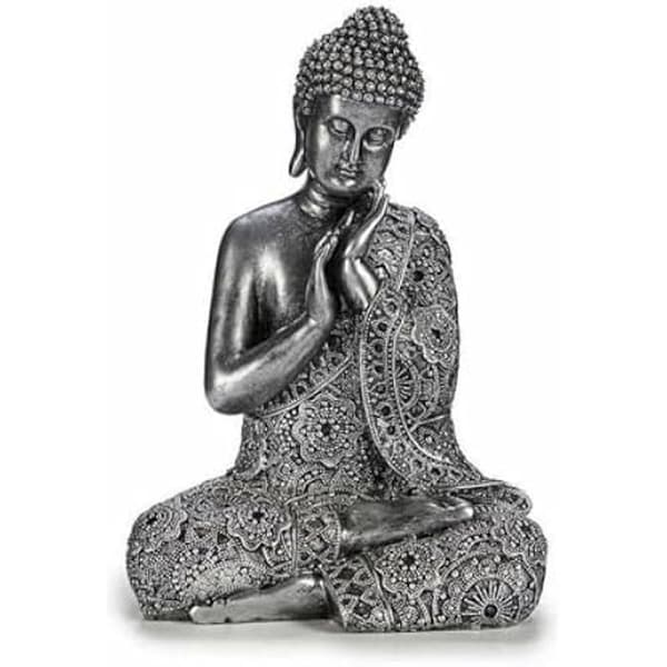 Dekorativ statyett - GÅVADEKOR - Sittande Buddha - Silver - 22 x 33 x 18 cm - 4 enheter