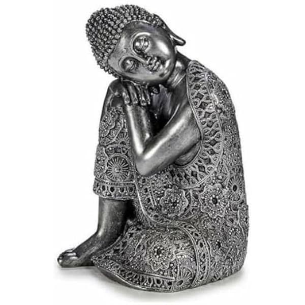 Dekorativ statyett - GÅVADEKOR - Sittande Buddha - Silver - 20 x 30 x 20 cm - 4 enheter