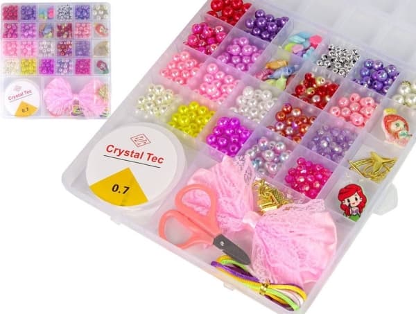 LeanToys perler for smykker å lage rosa sløyfe