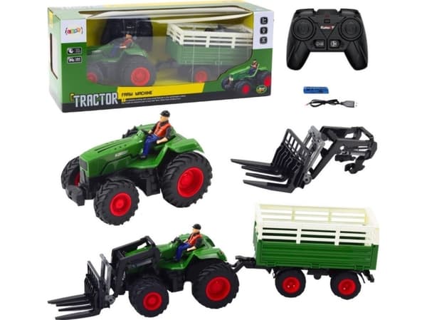 RC 2.4G LEAN Leker Fjernstyrt landbrukstraktor med tilhenger og gafler