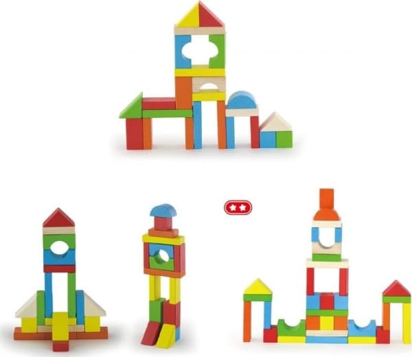 Viga Toys Utdanningsblokker i tre i bøtte 80 stk.
