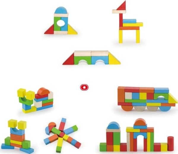 Viga Toys Utdanningsblokker i tre i bøtte 80 stk.