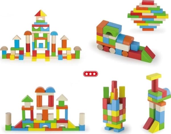 Viga Toys Utdanningsblokker i tre i bøtte 80 stk.