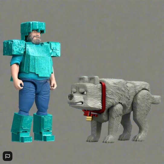 Minecraft Movie Action Figure Man's Best Wolf 2 Pack