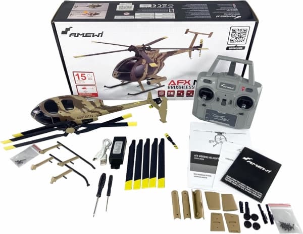 Amewi AFX MD500E sotilaallinen harjaton 4-kanavainen 325mm helikopteri