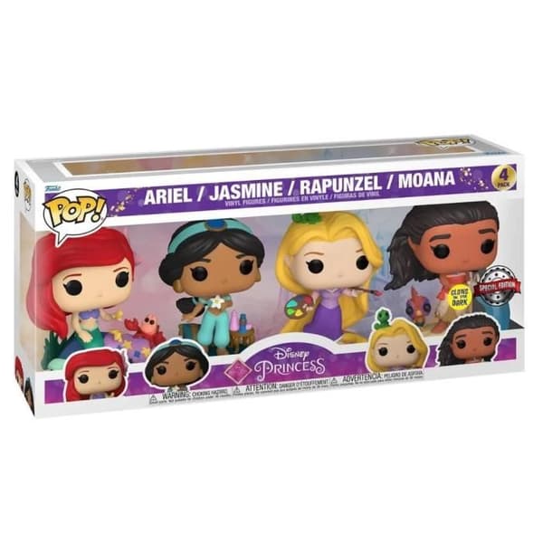 Figuriner Funko Pop! Disney Ultimate Princess - Ariel / Jasmine / Rapunzel / Vaiana Ljus i Mörker 4-Pack