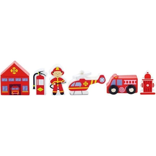 Accessoarer - VIGA - Brandbilset - 6 delar - Röd - För barn från 3 år