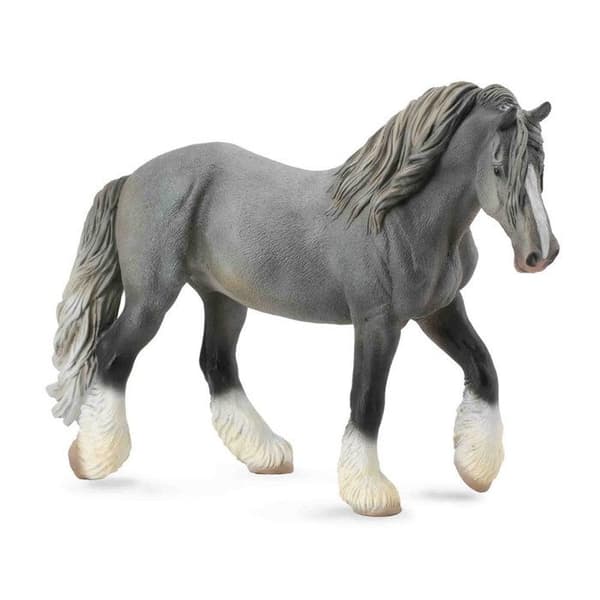 Statyett - Grey Shire Horse sto - Schleich - Brittisk draghästars - Rikligt med halshår