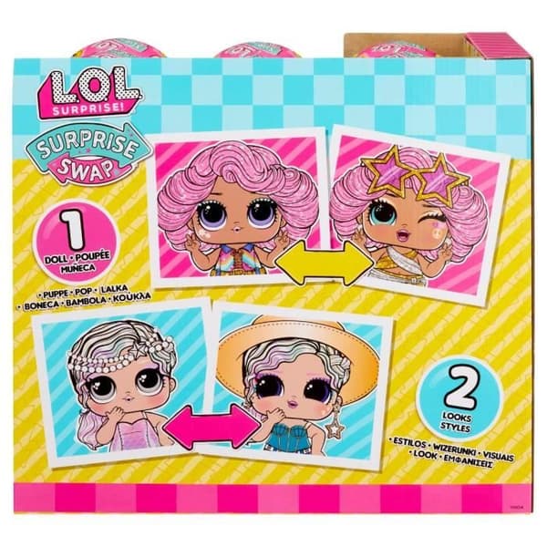 LOL. Surprise Tot Swap - 1 7,5 cm docka, 1 ansiktsmask och 2 outfits - Slumpmässigt