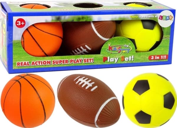 LeanToys Soft Sports Balls 3in1 Fotball Basketball LEAN Leker