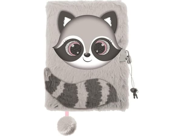 MAJEWSKI Pamiętnik z kłódką 3D włochacz A5 96 kartek linia Raccoon