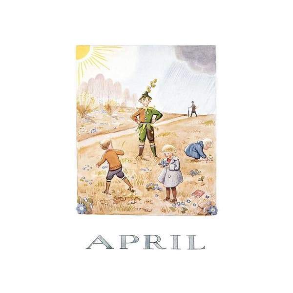 Elsa Beskow Månadskort April - Hjelm Förlag