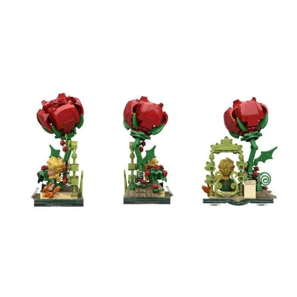 Figurer - Pantasy Le Petit Prince statyett byggsats med räv och ros (86317)