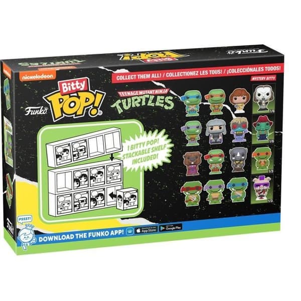 Figurer - Bitty Pop! - Sköldpaddorna Ninja - Pack med 4 - Donatello, Shredder, Baxter Stockman - Mysterifigurine