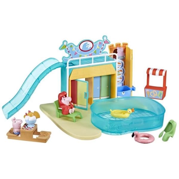 Peppa Pig box set Peppas vattenpark med 2 figurer och 15 tillbehör för barn från 3 år och uppåt