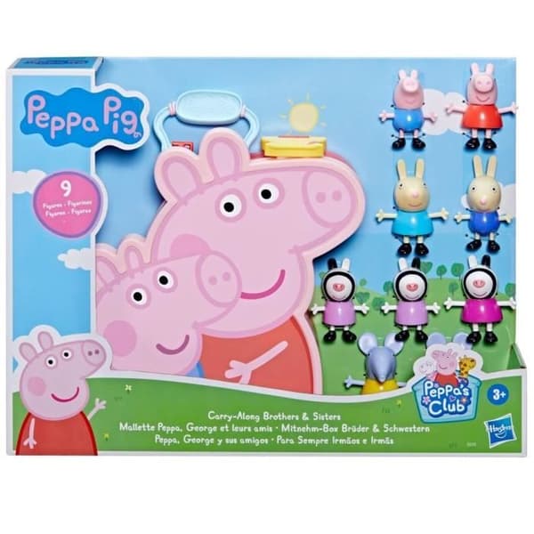 Figuriner - PEPPA PIG - Peppa's Adventures Peppa-fodral - 9 figurer med Zebrasystrarna
