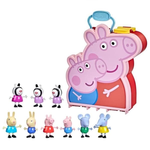 Figuriner - PEPPA PIG - Peppa's Adventures Peppa-fodral - 9 figurer med Zebrasystrarna